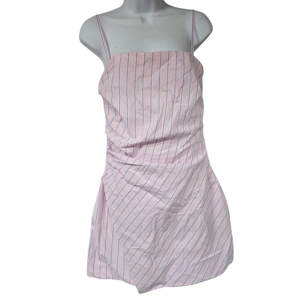 Abercrombie & Fitch Striped Strapless Asymmetrical Ruched Mini Dress Pink Blue M